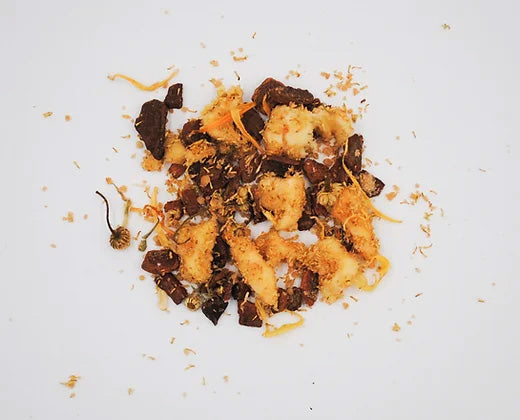 Chicory Tea Co.'s Apple Spice Herbal Tea loose leaf, view from top