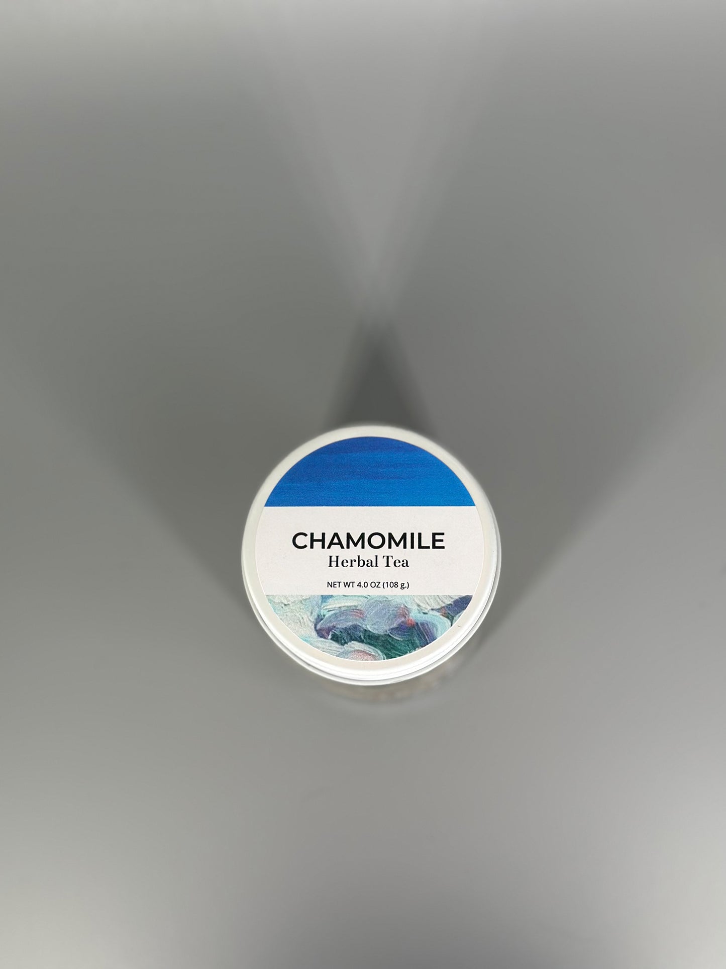 Chicory Tea Co.'s Chamomile Herbal Tea in the jar, view from top