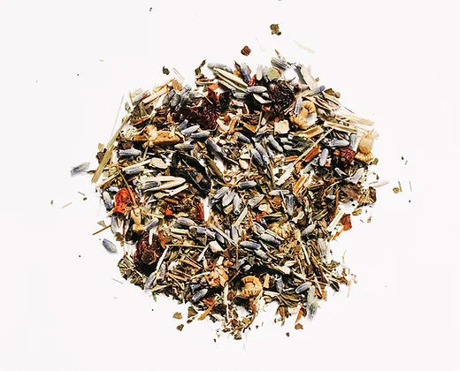 Chicory Tea Co.'s Illuminate Herbal Tea loose leaf, from the top