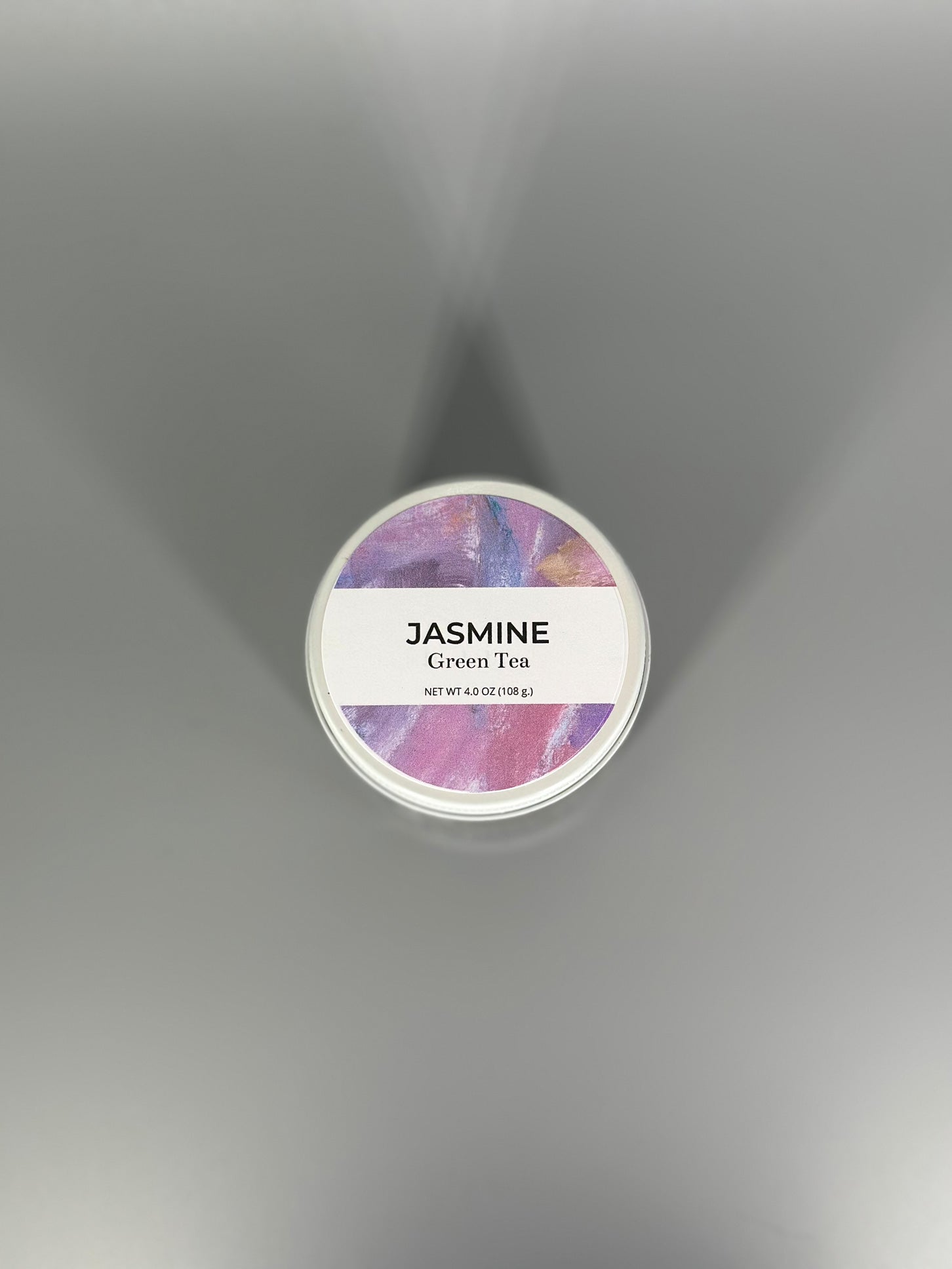 Chicory Tea Co.'s Jasmine Green Tea in the jar, from the top