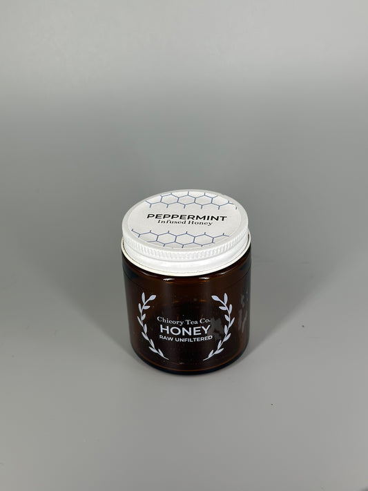 Chicory Tea Co.'s Peppermint Honey in the jar, view from front