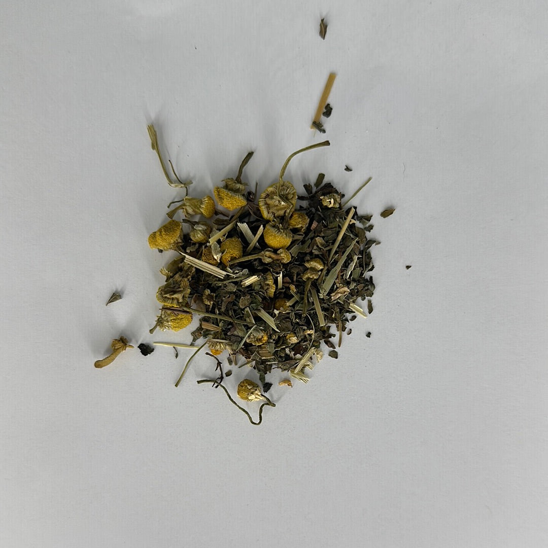 Chicory Tea Co.'s Dream Herbal Tea loose leaf, view from the top