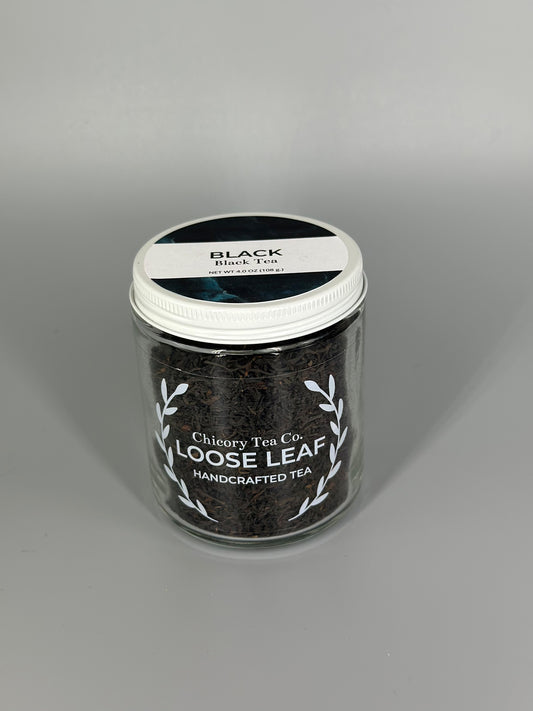 Chicory Tea Co.'s Black Tea in the jar, view from front