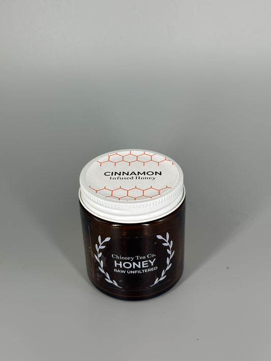Chicory Tea Co.'s Cinnamon Honey in the jar, view from the front