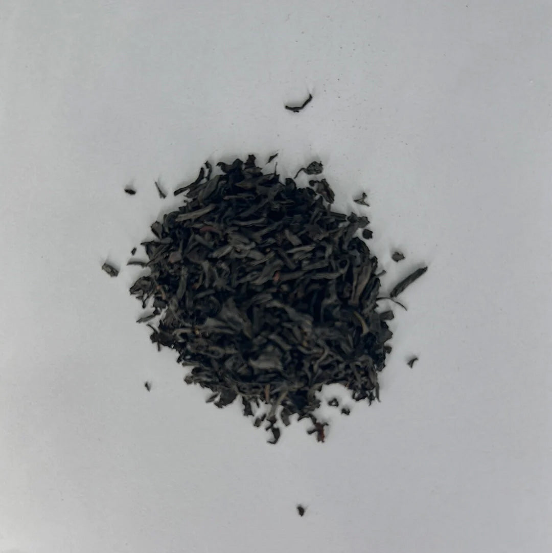 Chicory Tea Co.'s English Breakfast Black Tea loose leaf, view from the top