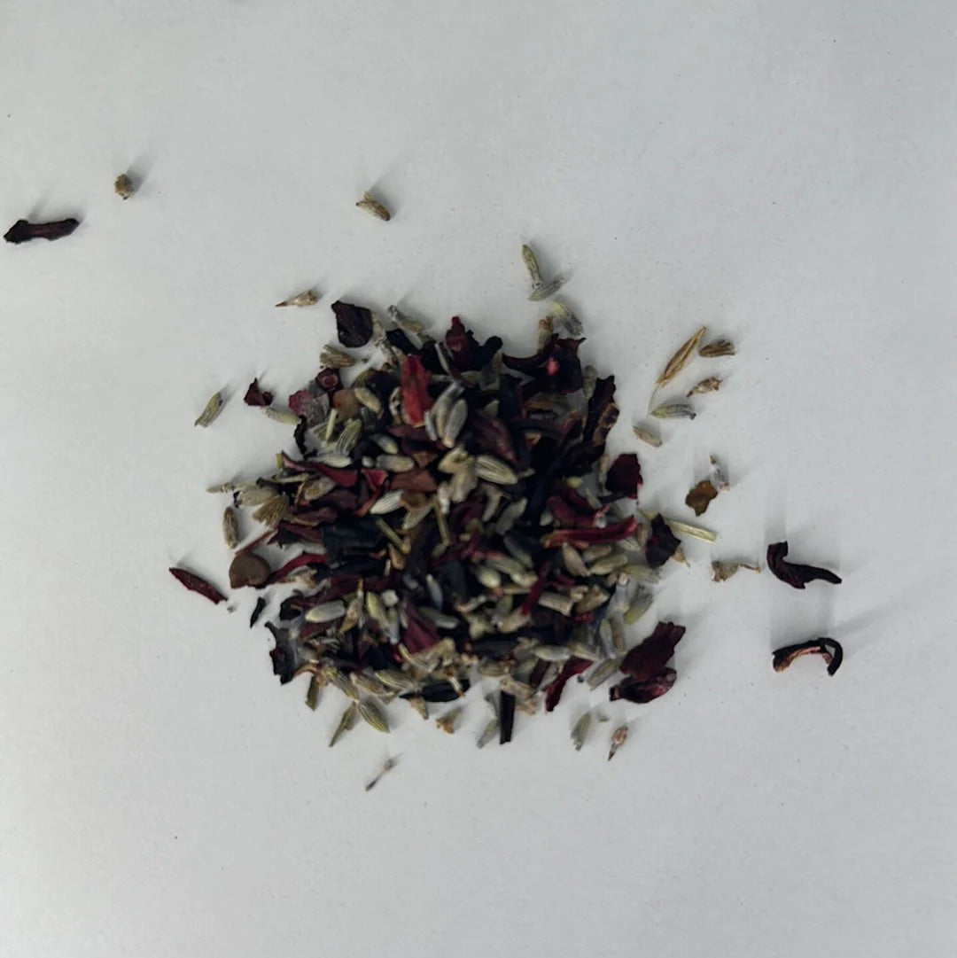 Chicory Tea Co.'s Harmony Herbal Tea loose leaf, view from the top