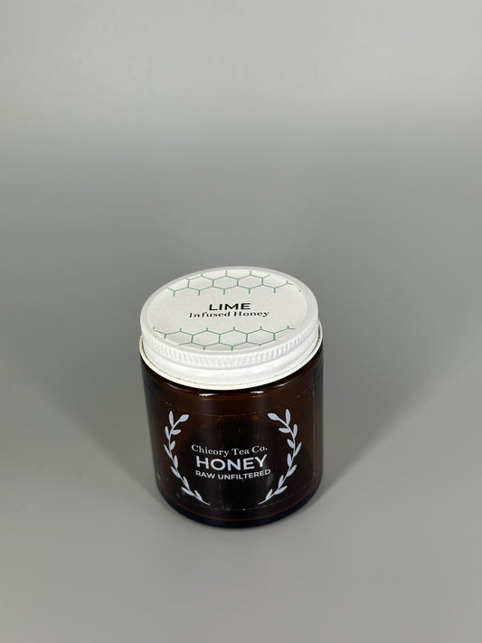 Chicory Tea Co.'s Lime Honey in the jar, view from front