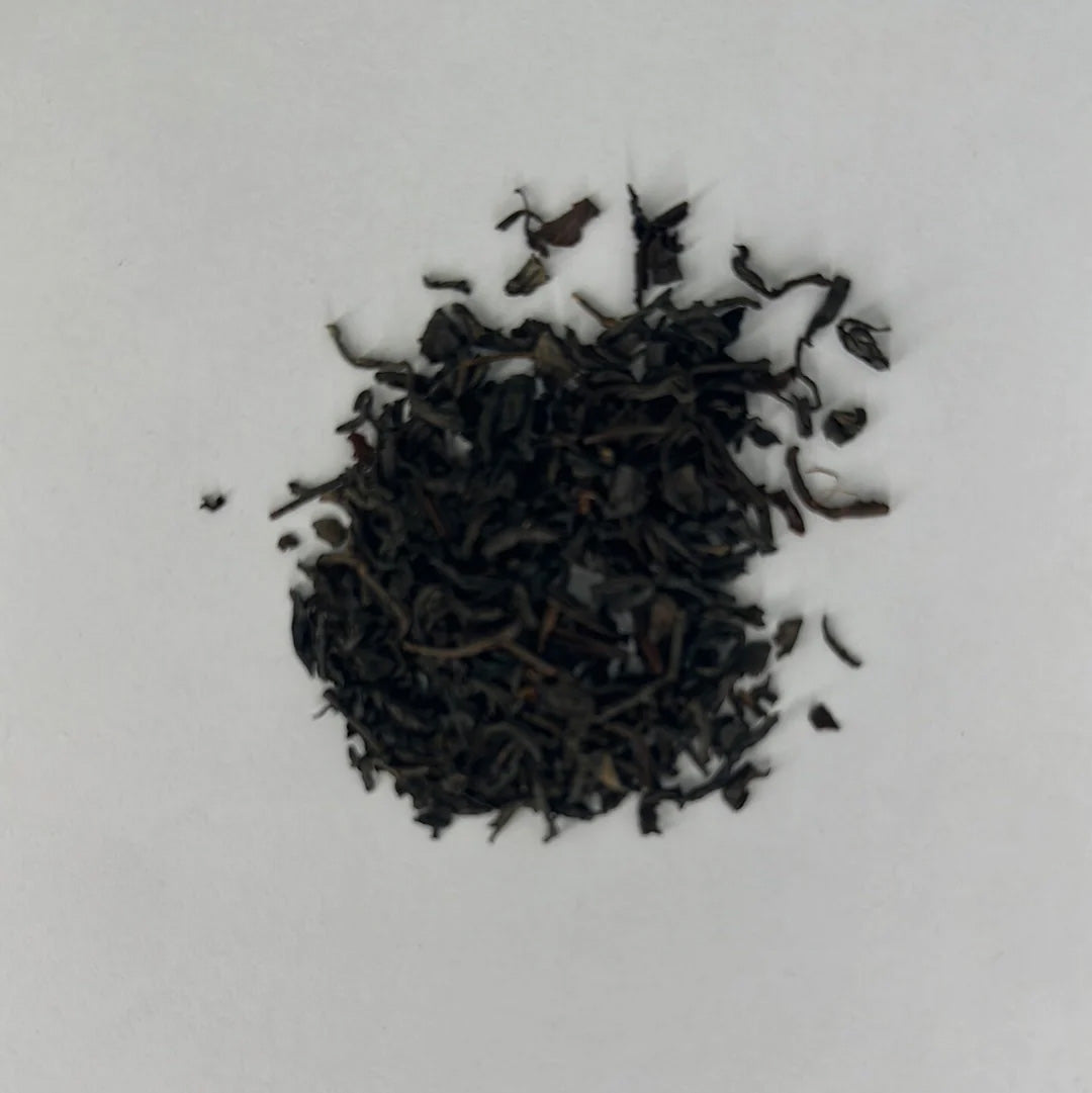 Chicroy Tea Co.'s Peachy Black Tea loose leaves, view from top