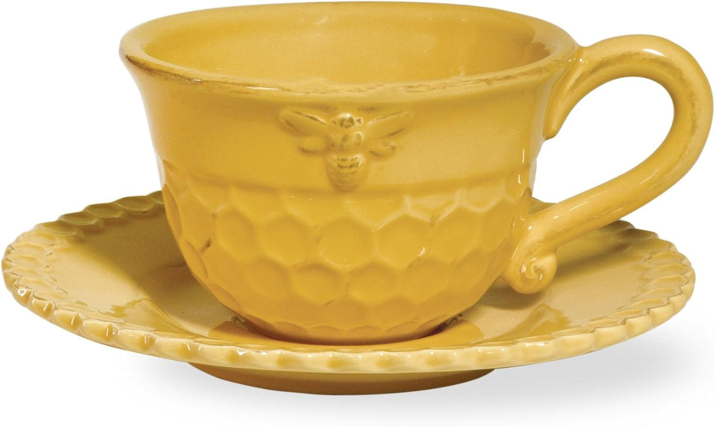 Honey Comb Ceramic Tea Cup & Saucer